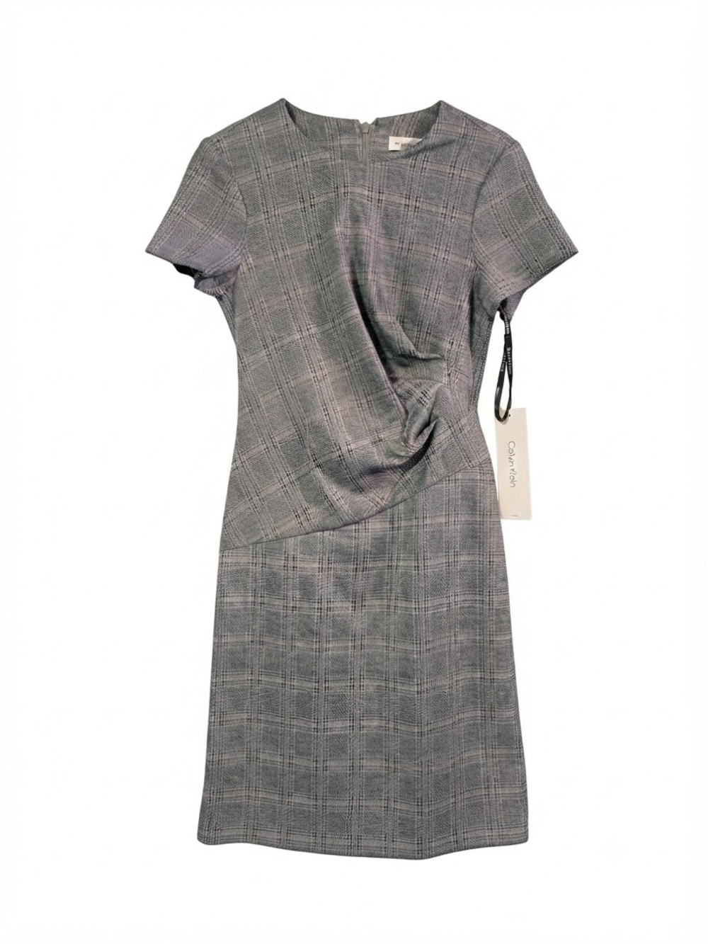 Calvin Klein Gray Plaid Midi Sheath Dress